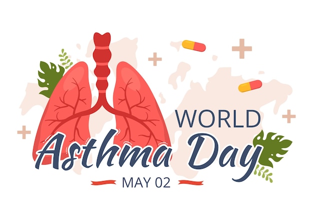 World Asthma Day Illustration with Inhaler and Health Prevention Lungs in Hand Drawn Templates