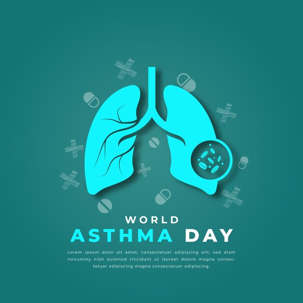 World asthma day paper cut style design illustration for background poster banner advertising