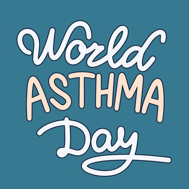 Banner di testo per la giornata mondiale dell'asma disegnato a mano