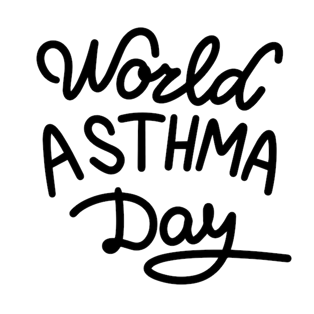 Vector world asthma day text hand drawn vector art