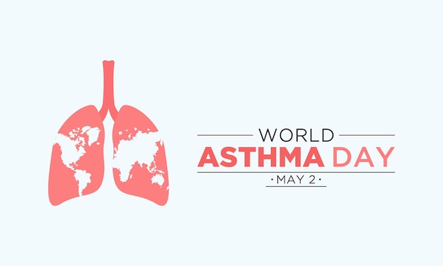 World asthma day Vector illustration of world asthma day awareness poster with healthy lungs and inhaler