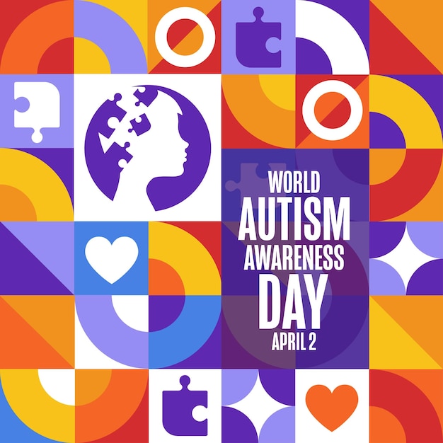 World Autism Awareness Day April 2 Holiday concept Template for background banner card poster with text inscription Vector EPS10 illustration