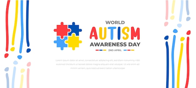 Vector world autism awareness day background design template world autism day colorful puzzle banner