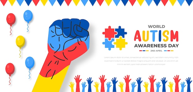 Вектор Всемирный день осведомленности об аутизме фон дизайн шаблона всемирный день аутизма красочный баннер-головоломка