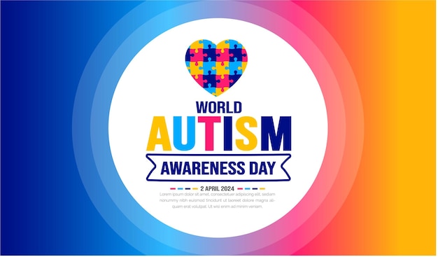 Modello di sfondo per la giornata mondiale della sensibilizzazione sull'autismo celebrata il 2 aprile da utilizzare per il banner di sfondo