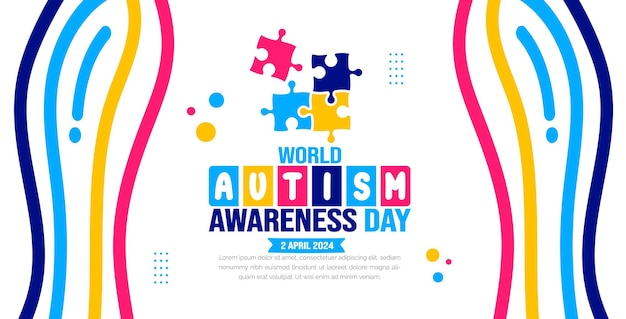 Modello di sfondo per la giornata mondiale della sensibilizzazione sull'autismo celebrata il 2 aprile da utilizzare per il banner di sfondo