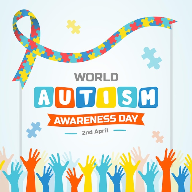 Vector world autism awareness day banner symbol of autism design template for background card print