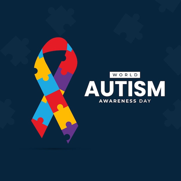 Всемирный день осведомленности об аутизме плоская иллюстрация