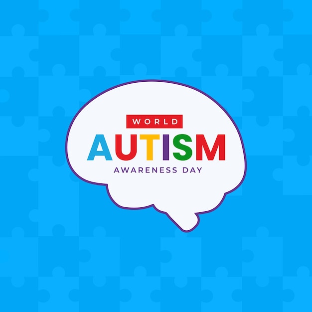 Vettore illustrazione piatta della giornata mondiale di sensibilizzazione sull'autismo