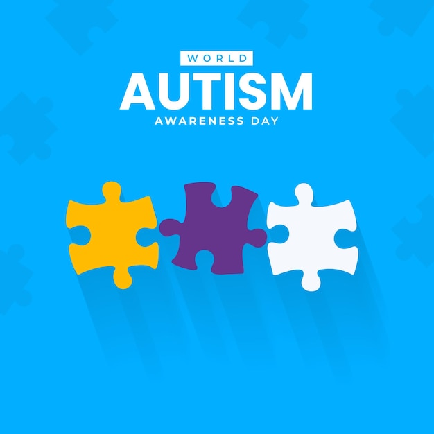 Illustrazione piatta della giornata mondiale di sensibilizzazione sull'autismo