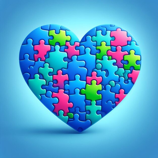 Vector world autism awareness day illustration with puzzle pieces ribbon and world