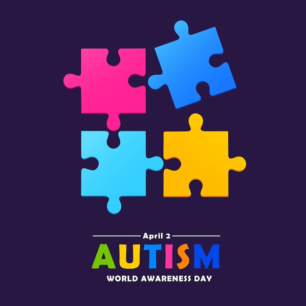 World autism awareness day illustration with puzzle pieces