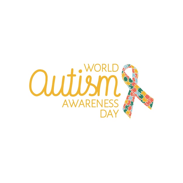 World Autism Awareness day, mental health care concept with puzzle on ribbon.