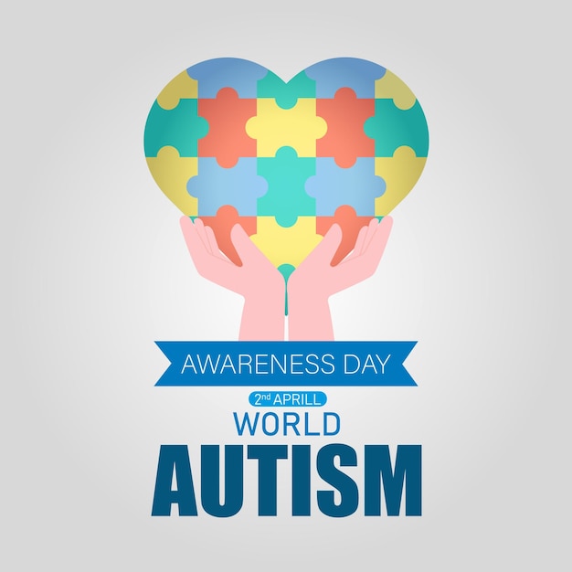 World Autism Awareness Day with Colorful Puzzle Heart Design vector illustration