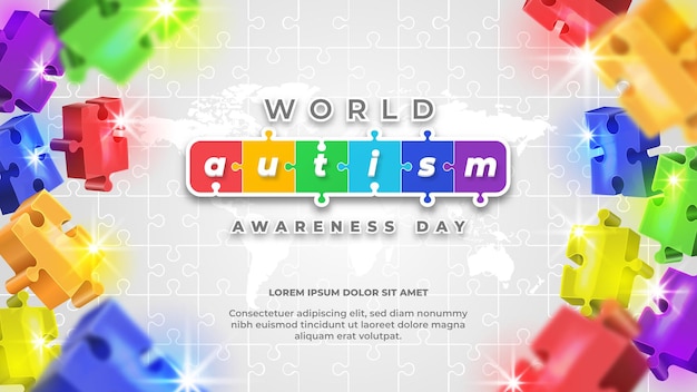 다채로운 퍼즐 조각이 있는 세계 자폐증 인식의 날