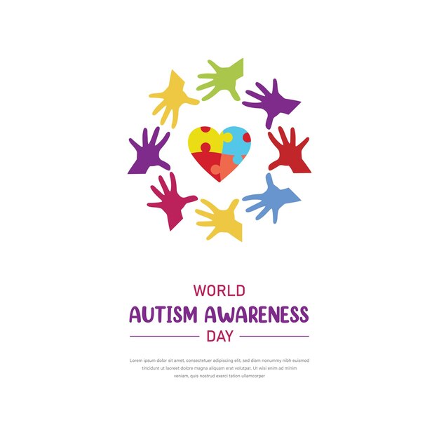 Всемирный день распространения информации об аутизме с ребенком-головоломкой, подходящим для плаката или баннера с поздравительной открыткой