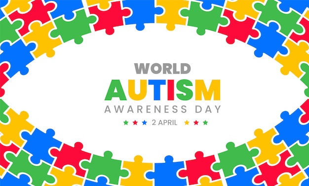 Sfondo della giornata mondiale dell'autismo o modello di progettazione dello sfondo della giornata mondiale di sensibilizzazione sull'autismo del 2 aprile