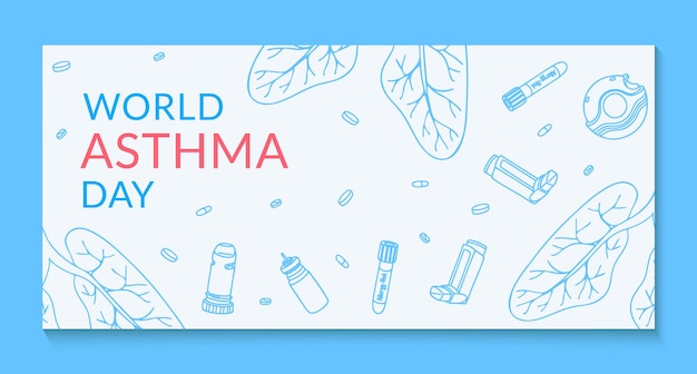 World Awareness Asthma Day banner template with inhalers medicine and lungs on white background