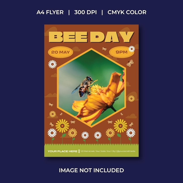 Vector world bee day flyer