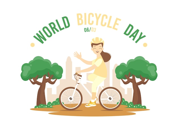 World bicycle day cartoon illustration