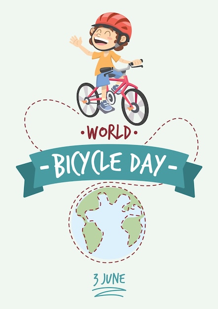 Vector world bicycle day concept