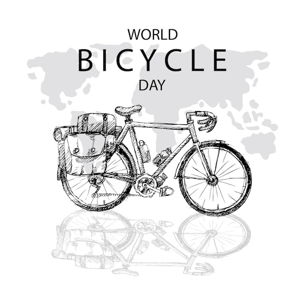 Vector world bicycle day poster concept