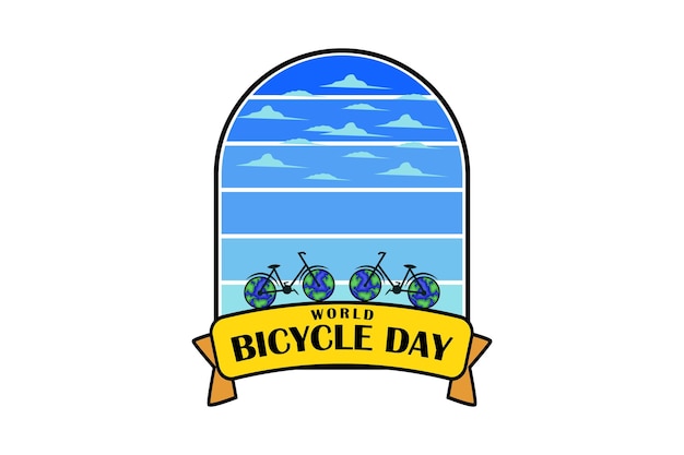 World bicycle day retro design landscape