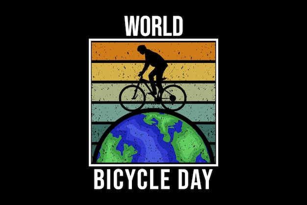 World bicycle day retro design landscape