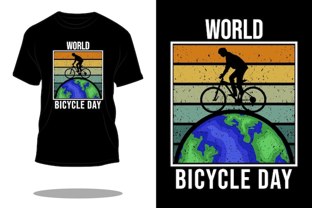 世界自転車デーのレトロなTシャツのデザイン