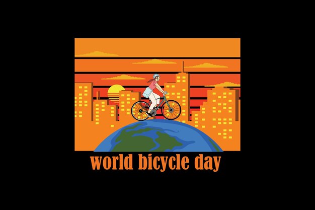 World bicycle day retro vintage landscape