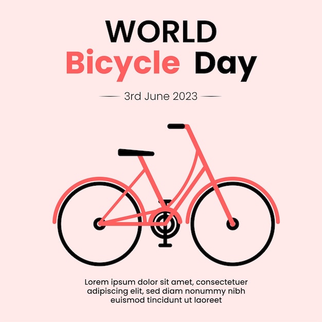 World Bicycle Day Vector Background With Bicycle and flower