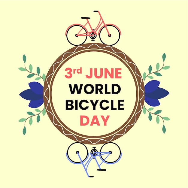 World Bicycle Day Vector Background With Bicycle and flower