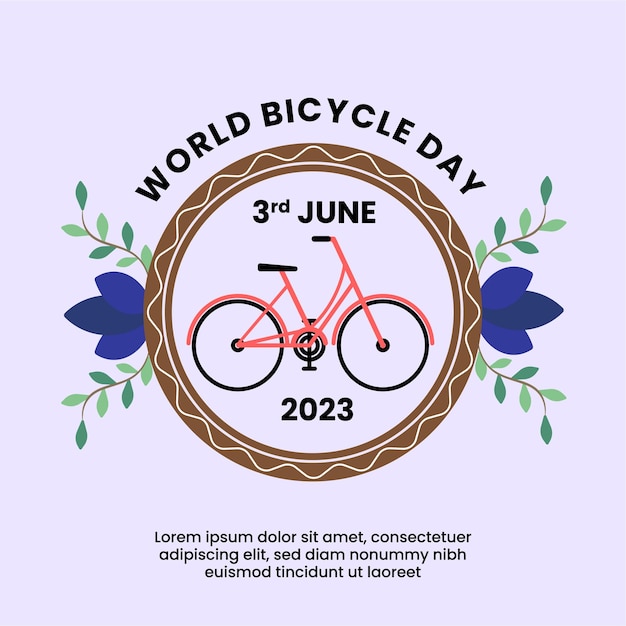 Vector world bicycle day vector background with bicycle and flower