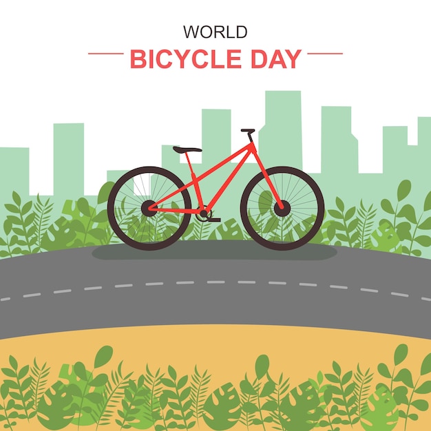 Vector world bicycle day vector illustration for annual celebration of world car free day