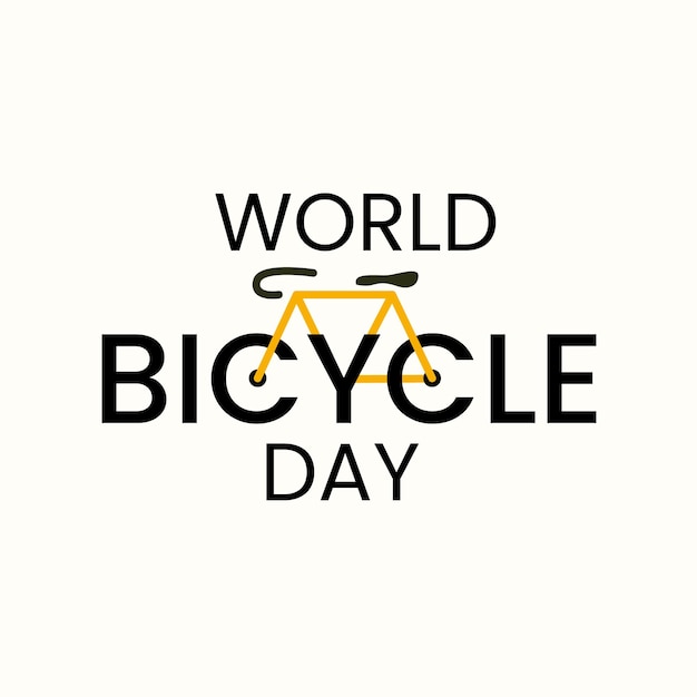 World bicycle Day vector lettering with a yellow bicycle on it Bicycle day creative poster Design