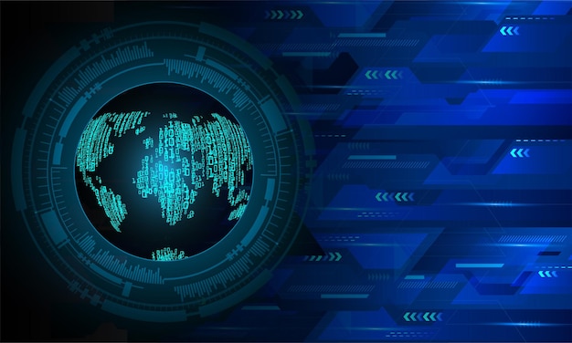 세계 이진 회로 기판 미래 기술 블루 Hud 사이버 보안 개념 배경