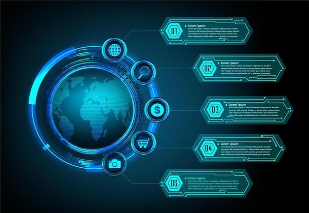 world binary circuit board future technology blue hud cyber security concept background