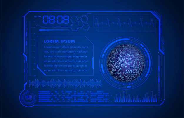 world binary circuit board future technology blue hud cyber security concept background