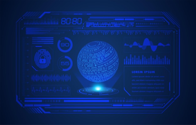 world binary circuit board future technology blue hud cyber security concept background