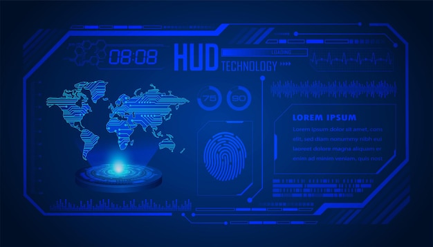 world binary circuit board future technology blue hud cyber security concept background