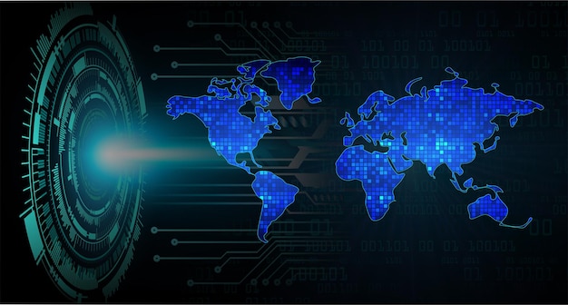 Вектор Всемирная бинарная схема будущей технологии blue hud концепция кибербезопасности фон