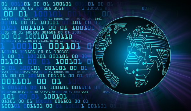 세계 이진 회로 기판 미래 기술, 블루 HUD 사이버 보안 개념 배경