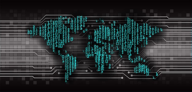 World binary circuit board future technology blue hud cyber security concept background