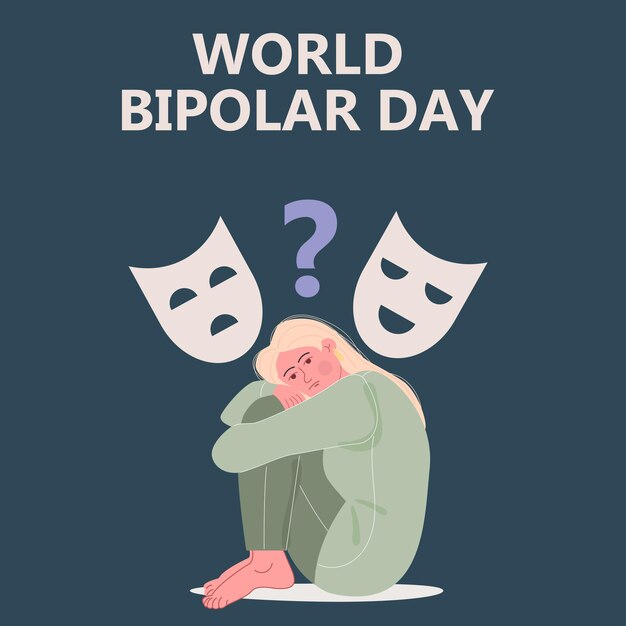 Premium Vector World Bipolar Day Mental health