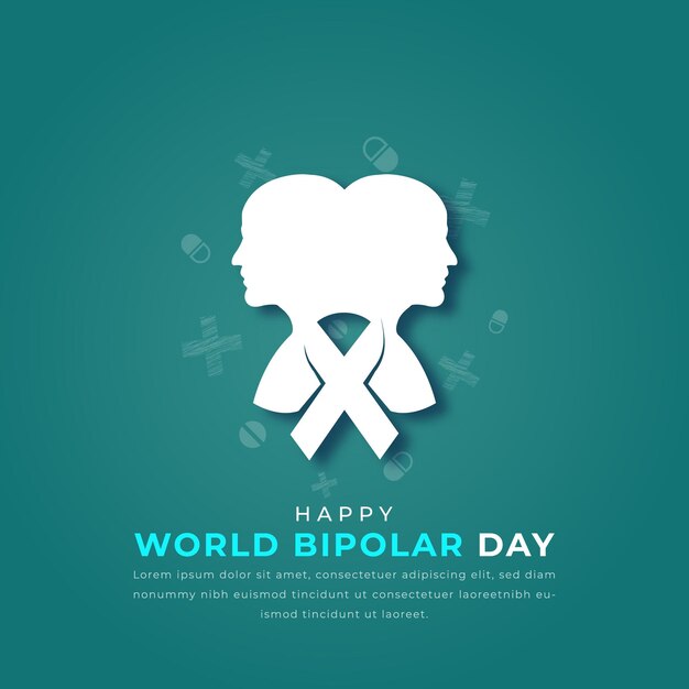 Vector world bipolar day paper cut style vector design illustration for background poster banner ads