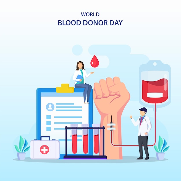 world blood day concept a vector flat illustrations