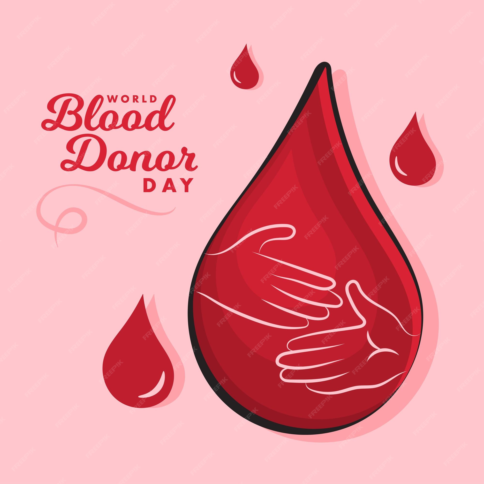 Premium Vector | World blood donor day 14 june donation poster background  hand help drop illustration vector design