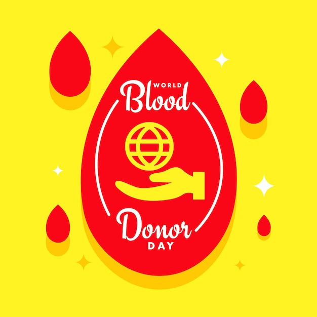 世界献血者デー6月14日手寄付献血ポスターカードベクトルデザイン