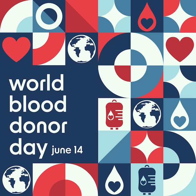 World Blood Donor Day 14 juni Holiday concept Template voor achtergrond banner kaart poster met tekst opschrift Vector EPS10 illustratie