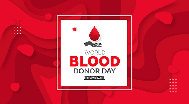 World blood donor day background or banner design template typography and unique shapes vector